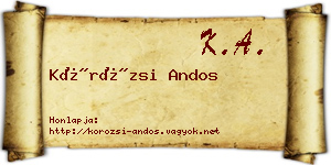 Körözsi Andos névjegykártya